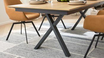 Esstisch Interliving aus Holz in Holzfarben Interliving Esszimmer Serie 5112 - Esstisch V317 goldbraune Halifax Eiche & anthrazitfarbenes Metall - ca. 220 x 100 cm