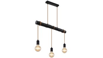 Pendelleuchte Globo lighting aus Holz in Schwarz GLOBO Hängelampe Gregor schwarzes Holz & Metall – Länge ca. 60 cm