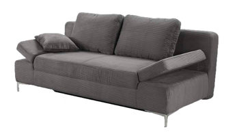 Schlafsofa Job aus Stoff in Grau Schlafsofa Jano grauer Cordbezug 426.09 & chromfarbene Metallfüße – Breite ca. 202 cm