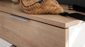 Garderoben-Set Interliving aus Holz in Weiß Interliving Garderobe Serie 6012 - Garderoben-Set 01 weißer Mattlack & Steineiche - dreiteilig