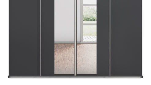 Kleiderschrank Rauch aus Holz in Grau rauch ORANGE Schwebetürenschrank Altera Grau Metallic & Alu - vier Türen, Breite ca. 226 cm