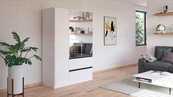 Kleiderschrank Rauch aus Holz in Weiß rauch BLUE Drehtürenschrank Costa Alpinweiß & Spiegel - Breite ca. 136 cm