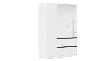 Kleiderschrank Rauch aus Holz in Weiß rauch BLUE Drehtürenschrank Costa Alpinweiß & Spiegel - Breite ca. 136 cm