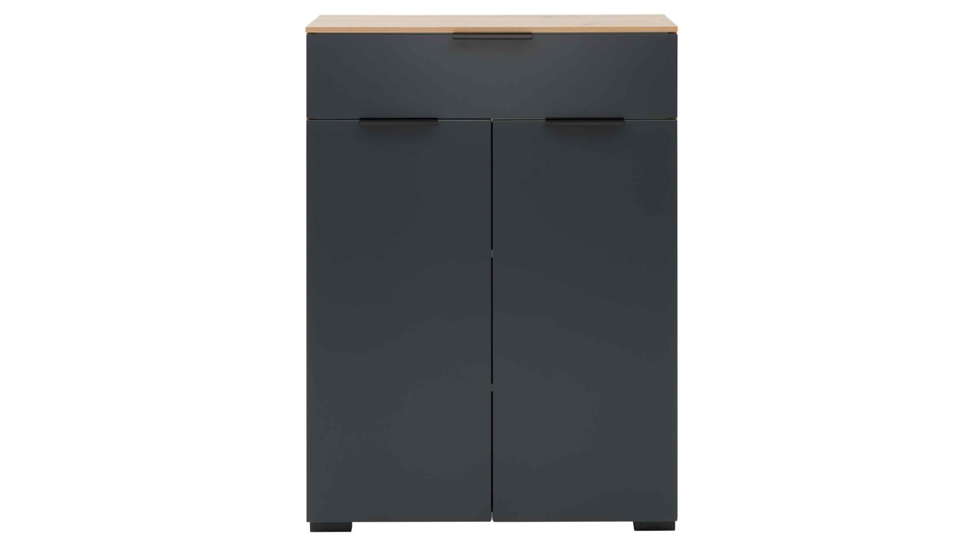 Kombikommode Interliving aus Holz in Anthrazit Interliving Garderobe Serie 6012 - Kombikommode INL-300 anthrazitfarbener Mattlack & Asteiche - eine Schublade, zwei Türen, Breite ca. 80 cm