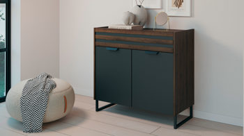 Kommode Rauch aus Holz in Grau rauch ORANGE Kommode Barea Grau-Metallic & Atlantic Oak - ca. 96 x 87 cm