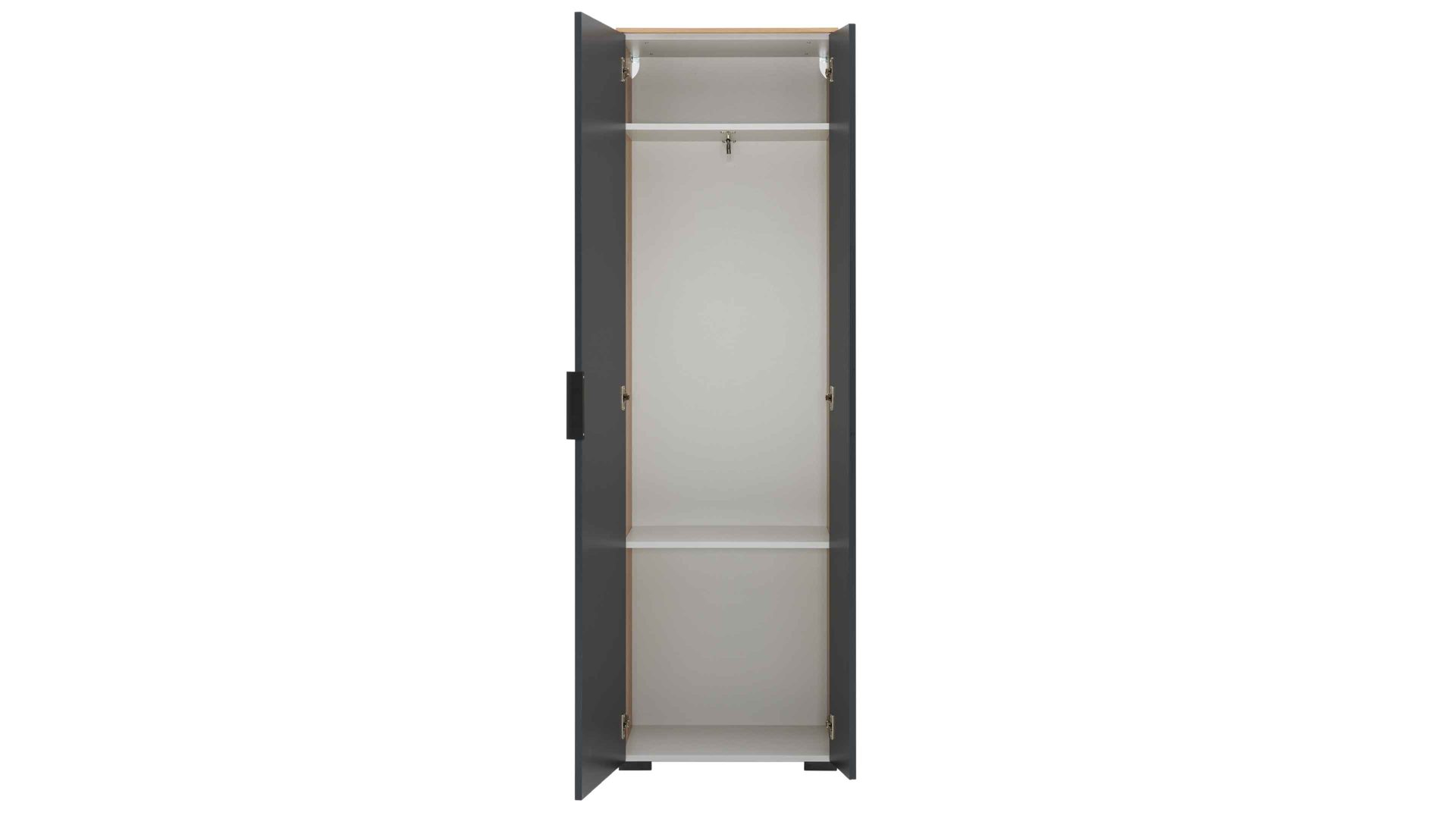 Garderobenschrank Interliving aus Holz in Anthrazit Interliving Garderobe Serie 6012 - Garderobenschrank INL-520 anthrazitfarbener Mattlack & Asteiche - eine Tür, Breite ca. 60 cm