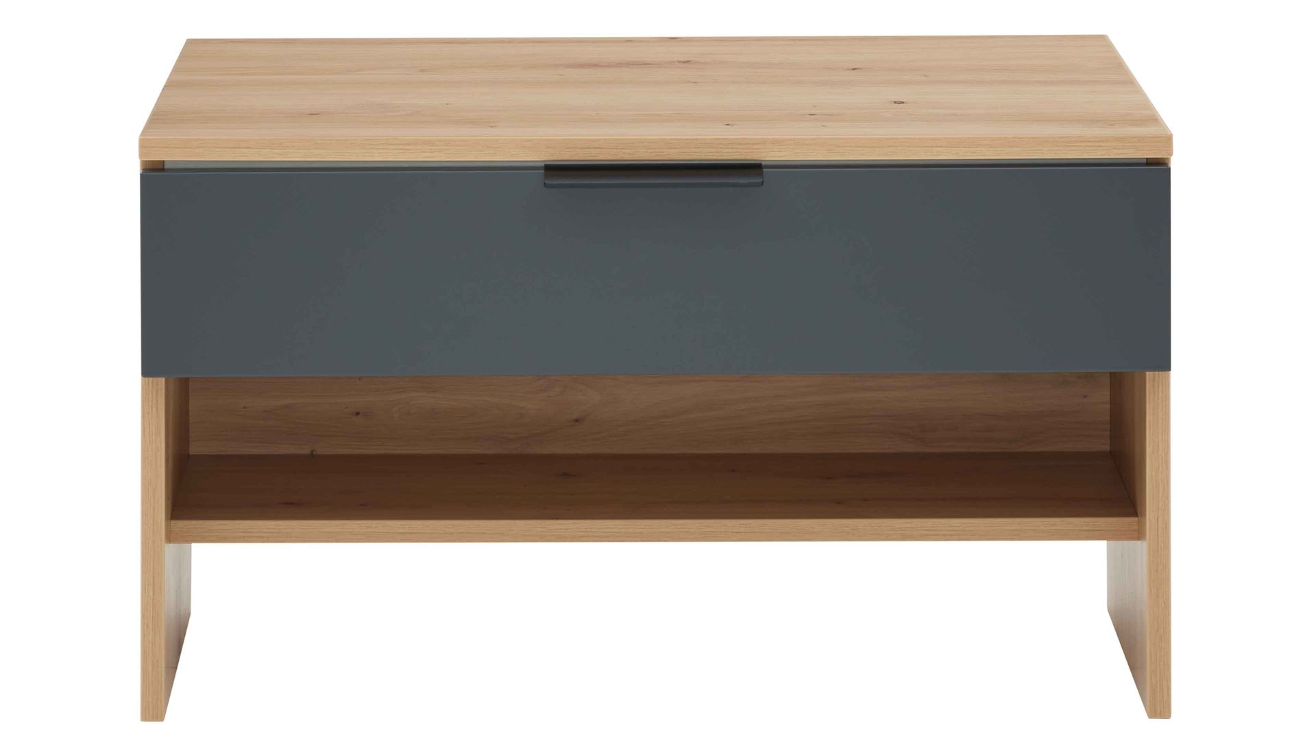 Garderobenbank Interliving aus Holz in Anthrazit Interliving Garderobe Serie 6012 - Gardrobenbank INL-550 anthrazitfarbener Mattlack & Asteiche - eine Schublade, Breite ca. 80 cm