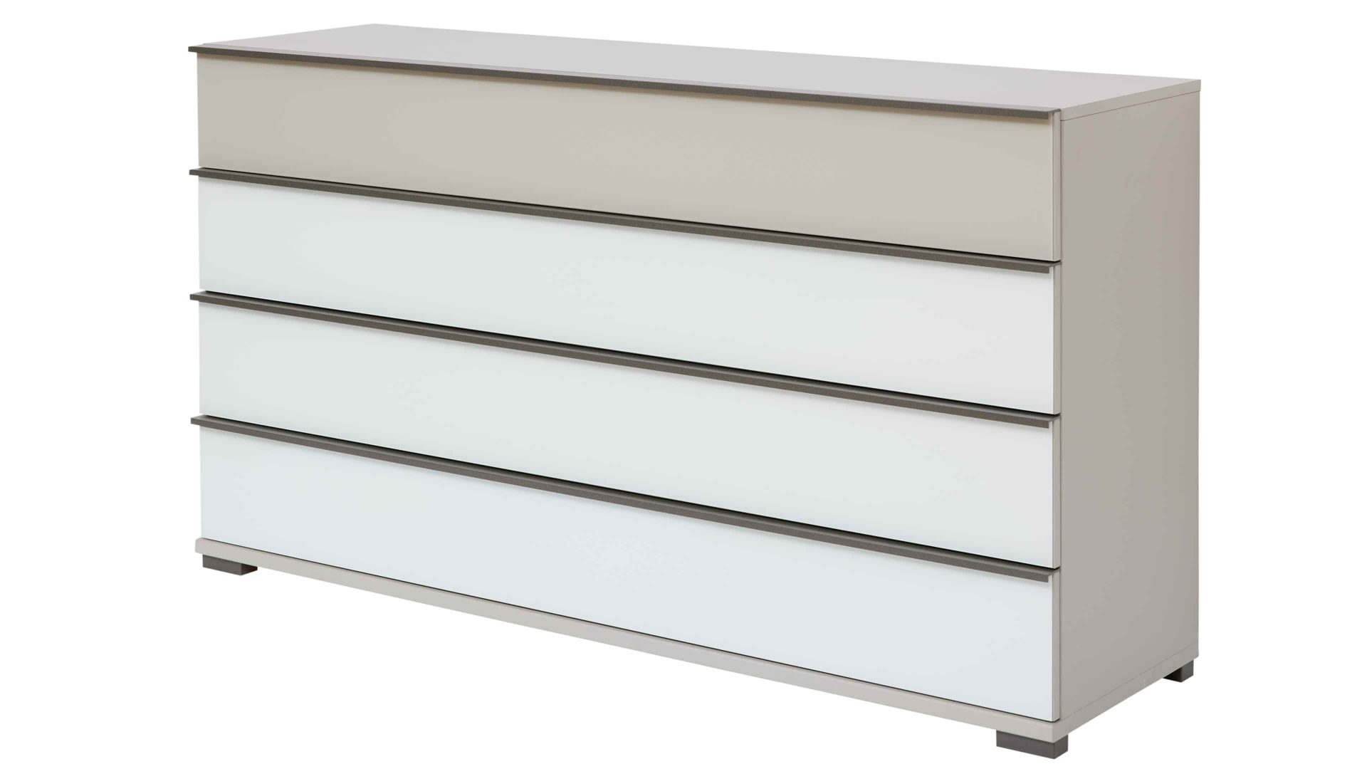 Schubladenkommode Interliving aus Holz in Weiß Interliving Schlafzimmer Serie 1032 – Schubladenkommode Weiß & Kieselgrau - vier Schubladen, Breite ca. 149 cm