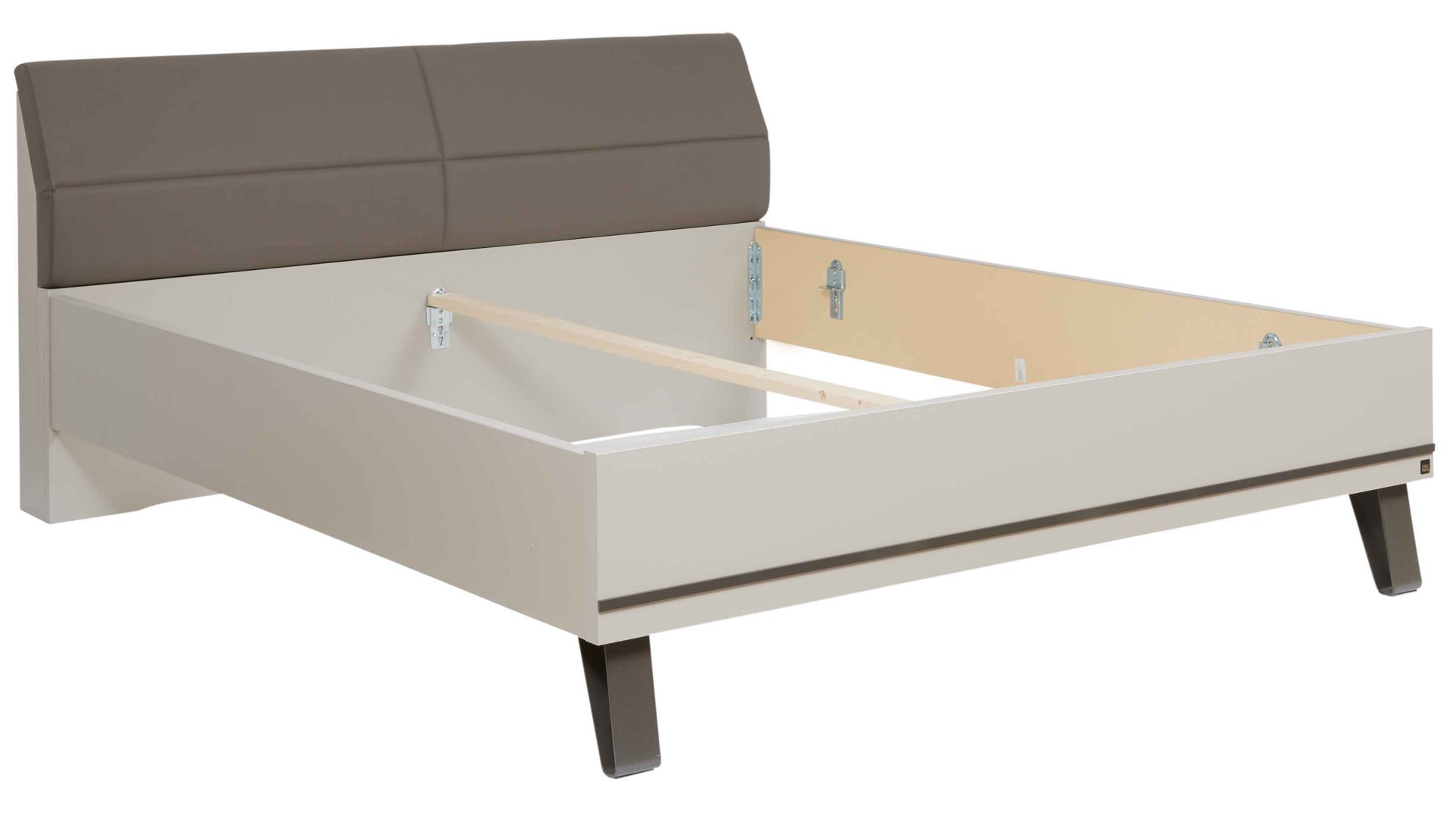 Bettgestell Interliving aus Holz in Weiß Interliving Schlafzimmer Serie 1032 – Bettgestell 309 Weiß, Kieselgrau & Havanna - Liegefläche ca. 180 x 200 cm