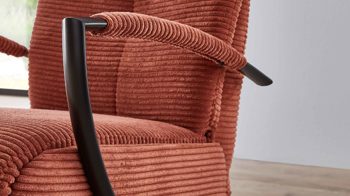 Relaxsessel KAWOO aus Stoff in Orange KAWOO Polstermöbel Santa Rosa - Relaxsessel kupferfarbener Breitcord Lincoln & mattschwarzer Sternfuss