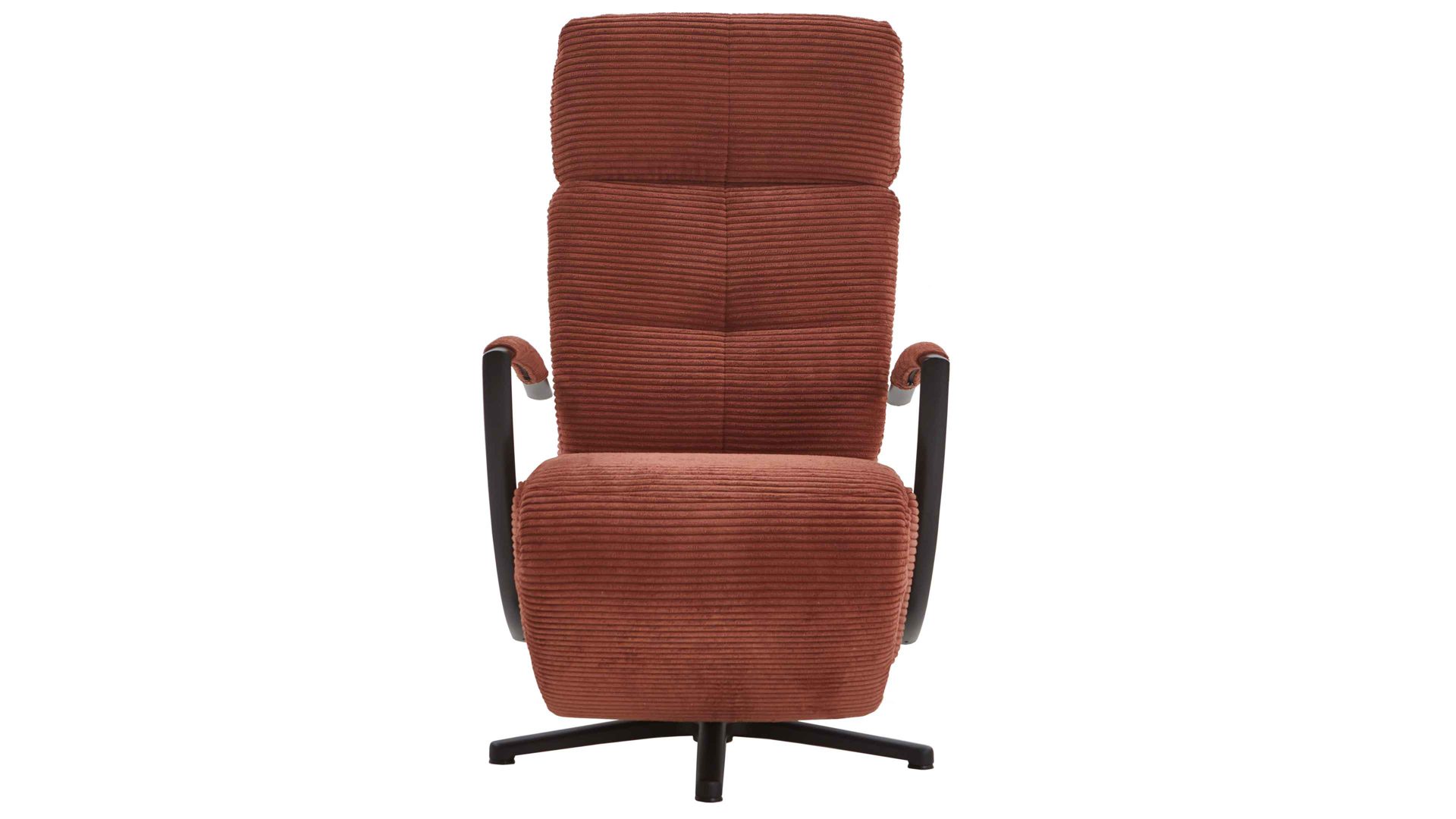Relaxsessel KAWOO aus Stoff in Orange KAWOO Polstermöbel Santa Rosa - Relaxsessel kupferfarbener Breitcord Lincoln & mattschwarzer Sternfuss