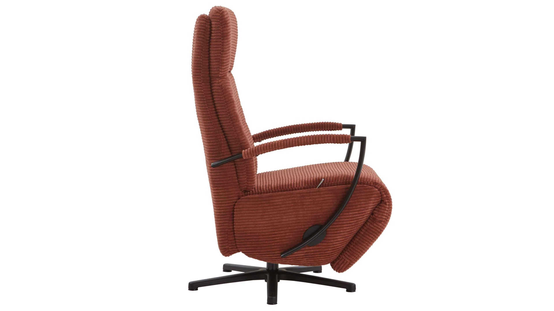 Relaxsessel KAWOO aus Stoff in Orange KAWOO Polstermöbel Santa Rosa - Relaxsessel kupferfarbener Breitcord Lincoln & mattschwarzer Sternfuss