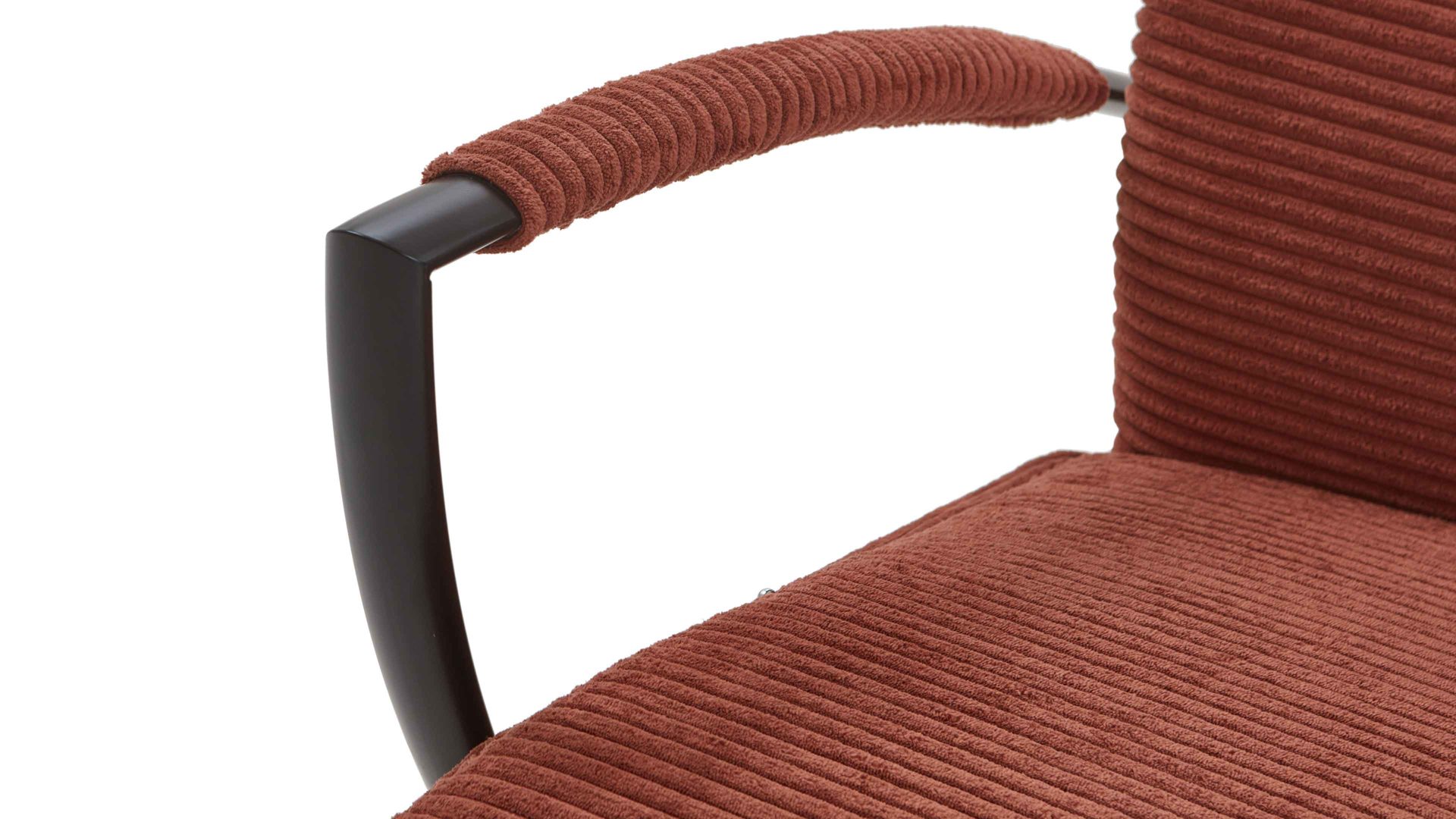 Relaxsessel KAWOO aus Stoff in Orange KAWOO Polstermöbel Santa Rosa - Relaxsessel kupferfarbener Breitcord Lincoln & mattschwarzer Sternfuss