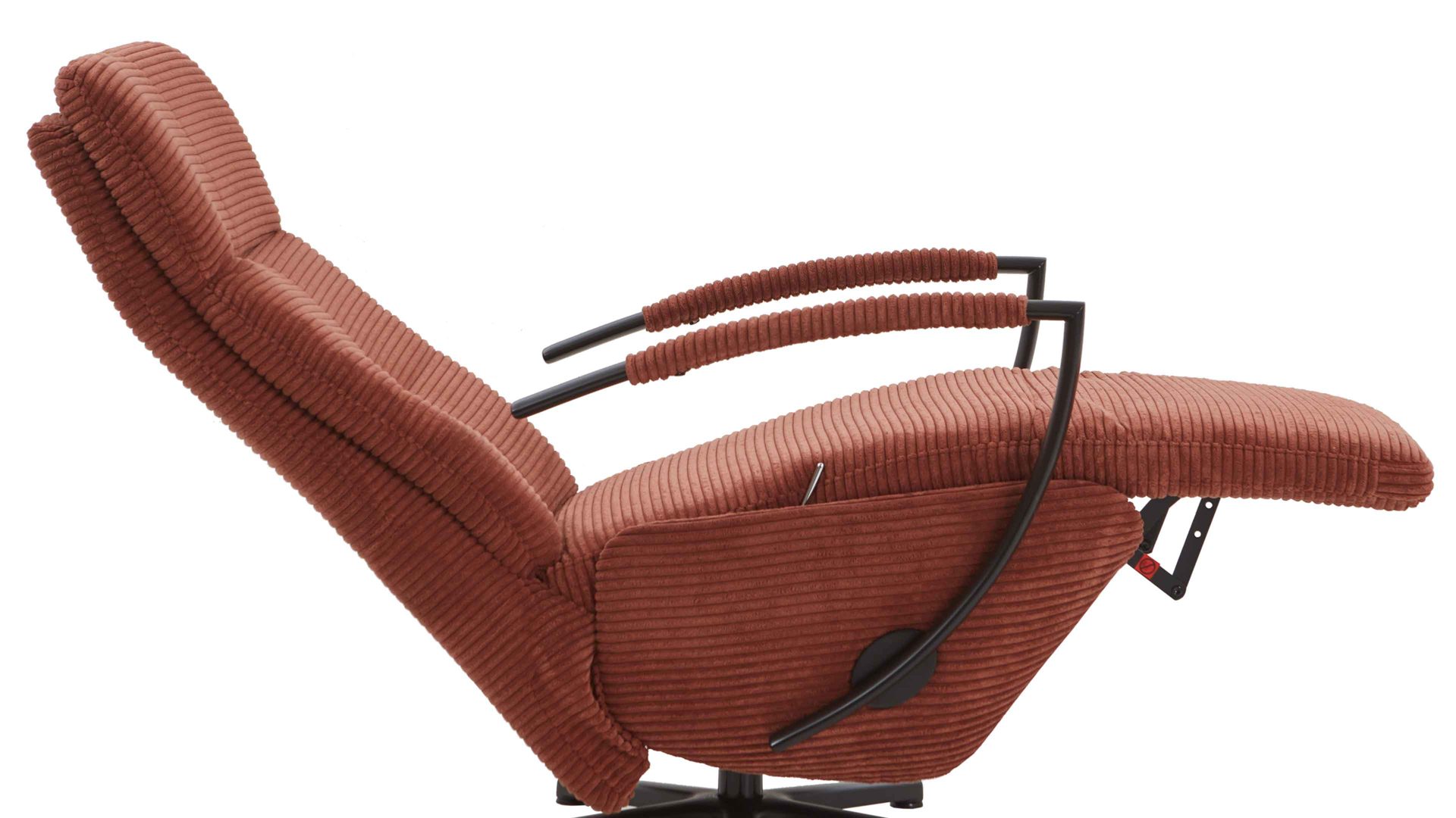 Relaxsessel KAWOO aus Stoff in Orange KAWOO Polstermöbel Santa Rosa - Relaxsessel kupferfarbener Breitcord Lincoln & mattschwarzer Sternfuss