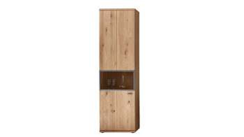 Wohnwand Ideal möbel aus Holz in Holzfarben Wohnprogramm Flora - Wohnwand Alteiche Bianco – vierteilig, Breite ca. 326 cm