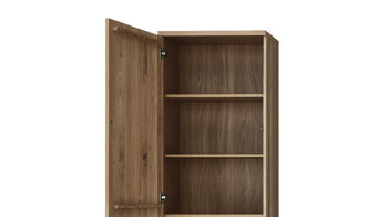 Wohnwand Ideal möbel aus Holz in Holzfarben Wohnprogramm Flora - Wohnwand Alteiche Bianco – vierteilig, Breite ca. 326 cm