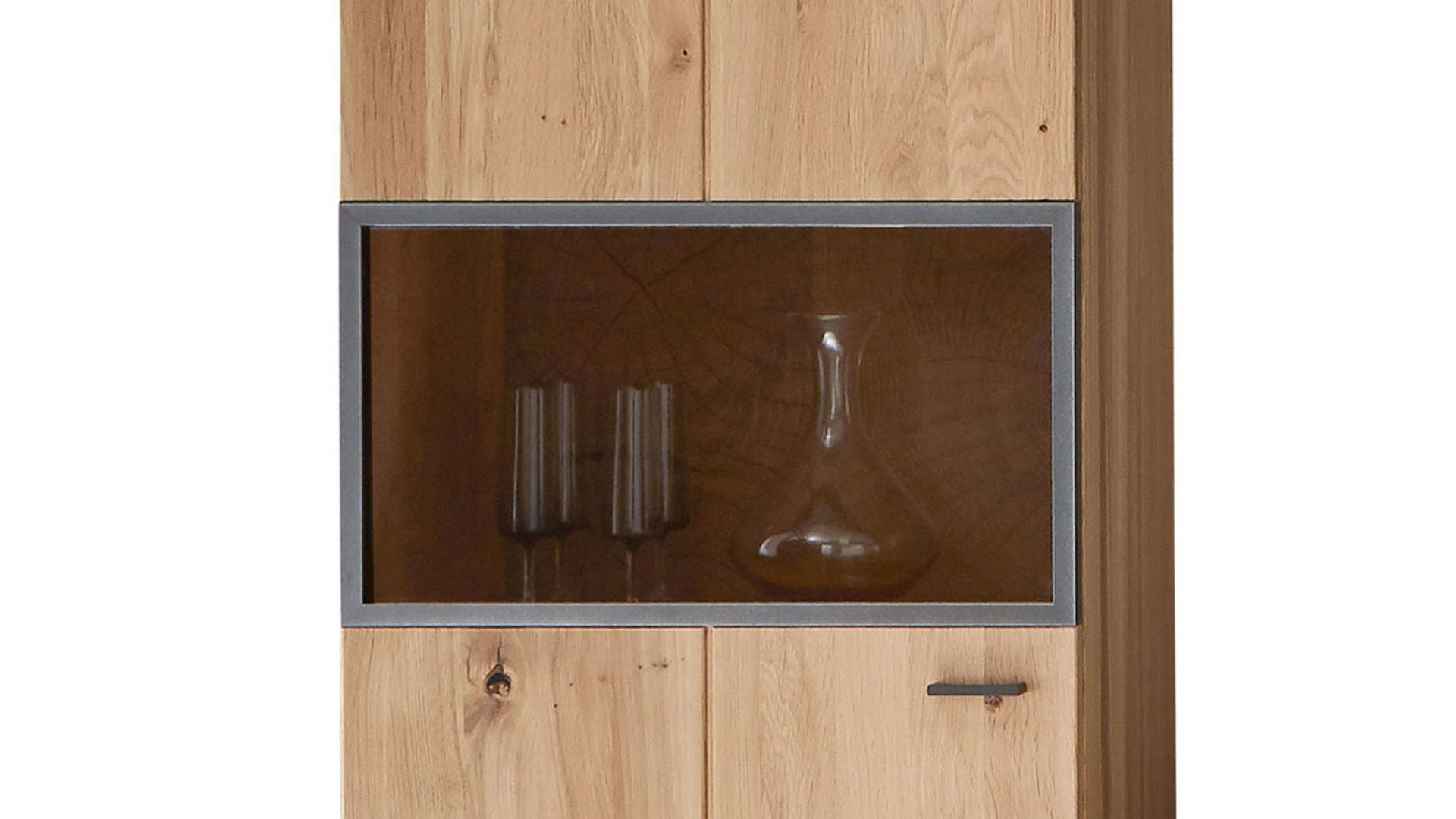 Wohnwand Ideal möbel aus Holz in Holzfarben Wohnprogramm Flora - Wohnwand Alteiche Bianco – vierteilig, Breite ca. 326 cm