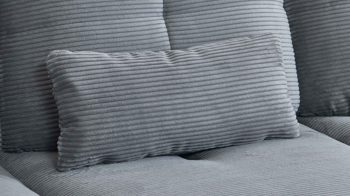 Ecksofa KAWOO aus Stoff in Grau KAWOO Polsterprogramm Dover XC - Ecksofa grauer Cordbezug - Stellfläche ca. 301 x 191 cm