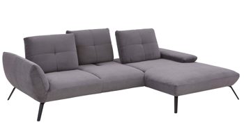Ecksofa KAWOO aus Stoff in Grau KAWOO Polsterprogramm Dover XC - Ecksofa grauer Cordbezug - Stellfläche ca. 301 x 191 cm