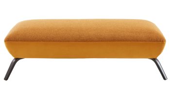 Polsterhocker KAWOO aus Stoff in Gelb KAWOO Polsterprogramm Dover XC - Polsterhocker senffarbenes Flachgewebe Portofino & goldfarbene Maschenware Riviera - ca. 142 x 80 cm