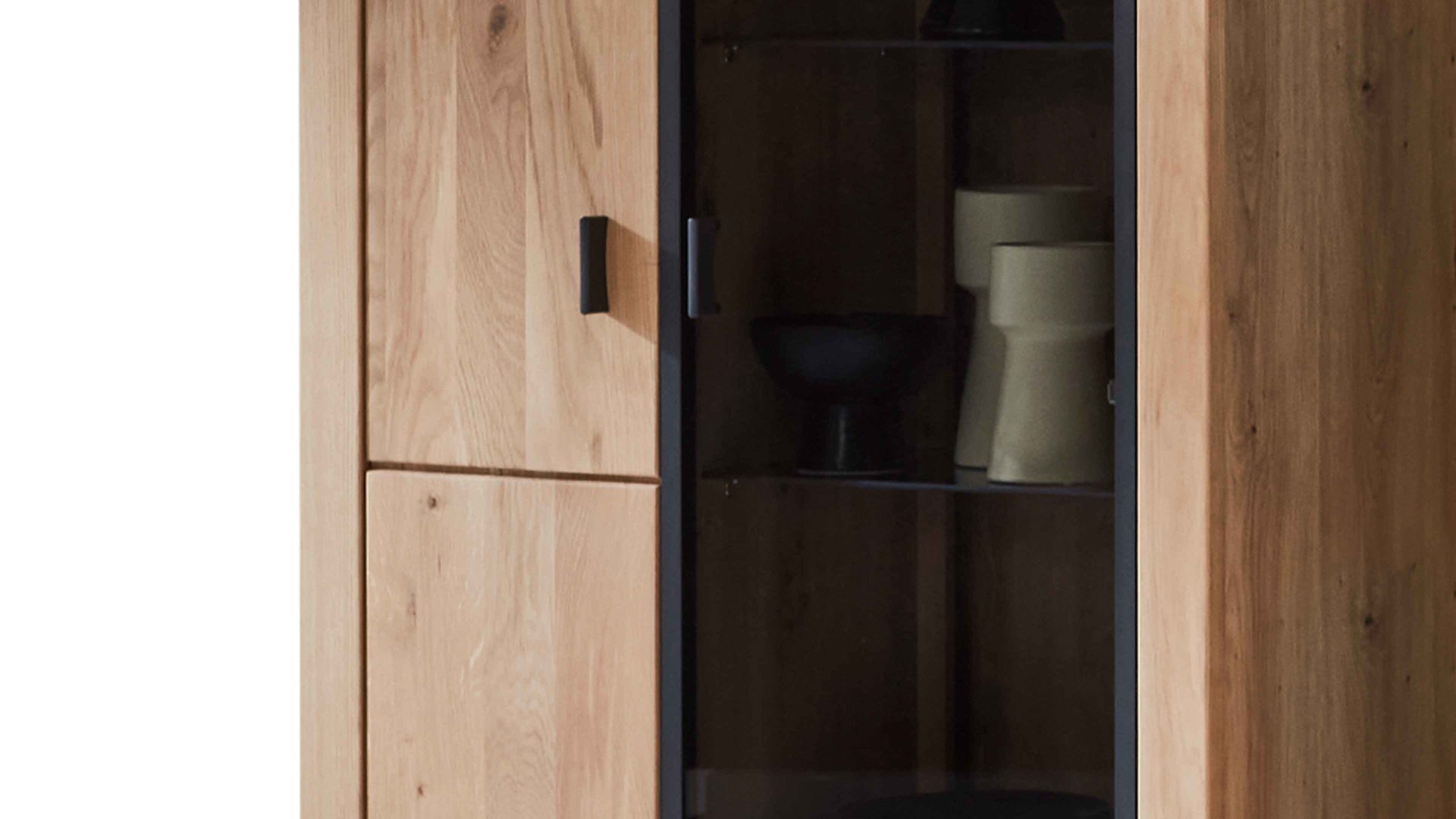 Vitrine PARTNERRING COLLECTION aus Holz in Holzfarben PARTNERRING COLLECTION Wohnprogramm Malaga - Vitrine Eiche Artisan - zwei Türen, Breite ca. 88 cm