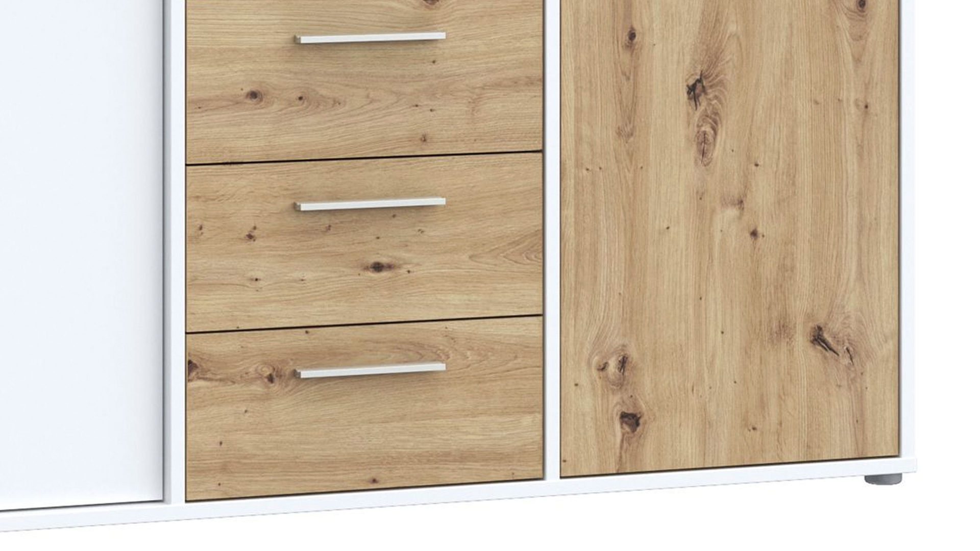 Kommode Forte® aus Holz in Weiß Kommodenprogramm Cardigan Weiß & Artisan Eiche – ca. 143 x 82 cm