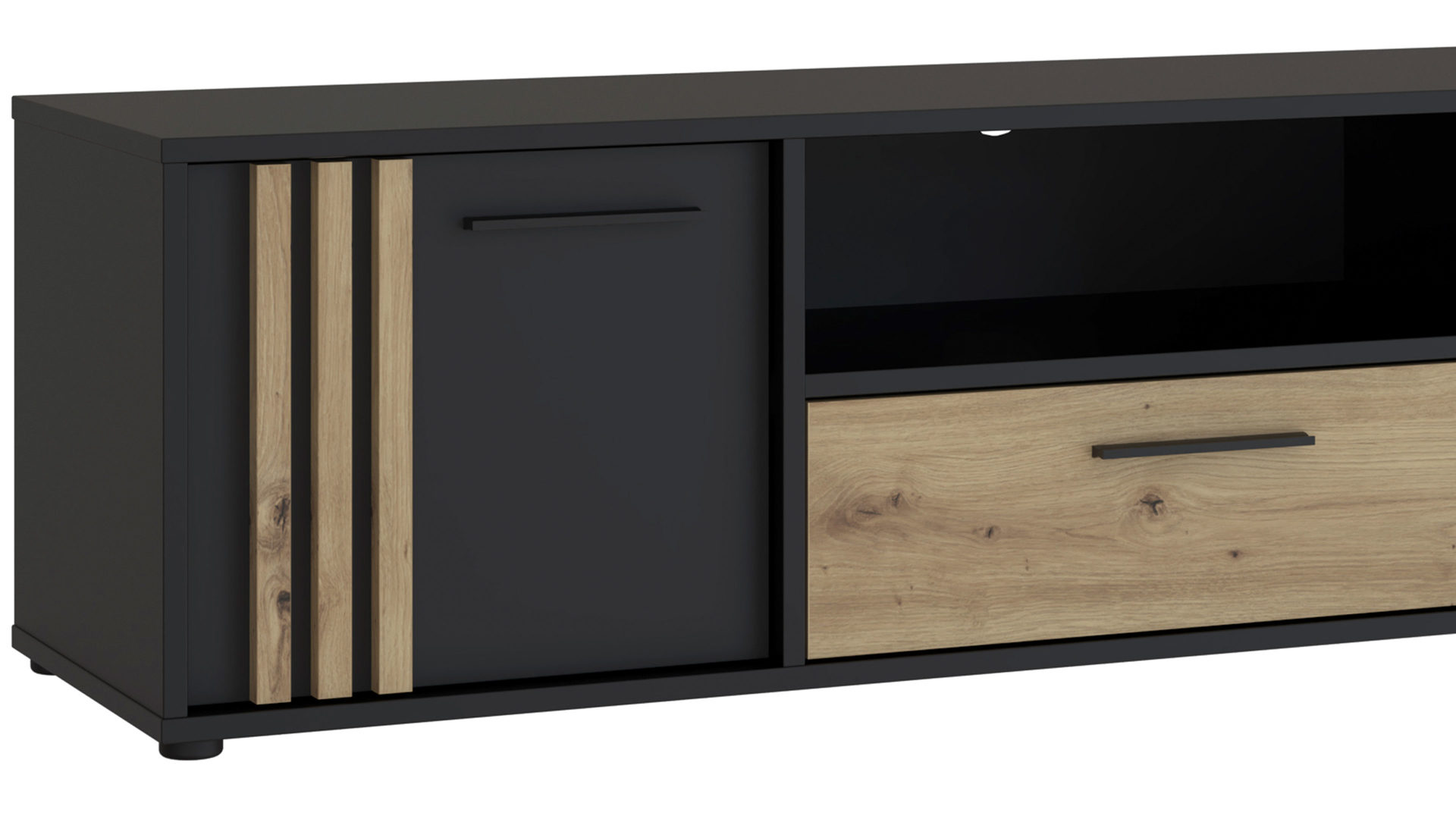 Lowboard Forte® aus Holz in Schwarz Kommodenprogramm Cardigan Schwarz & Artisan Eiche – ca. 163 x 44 cm