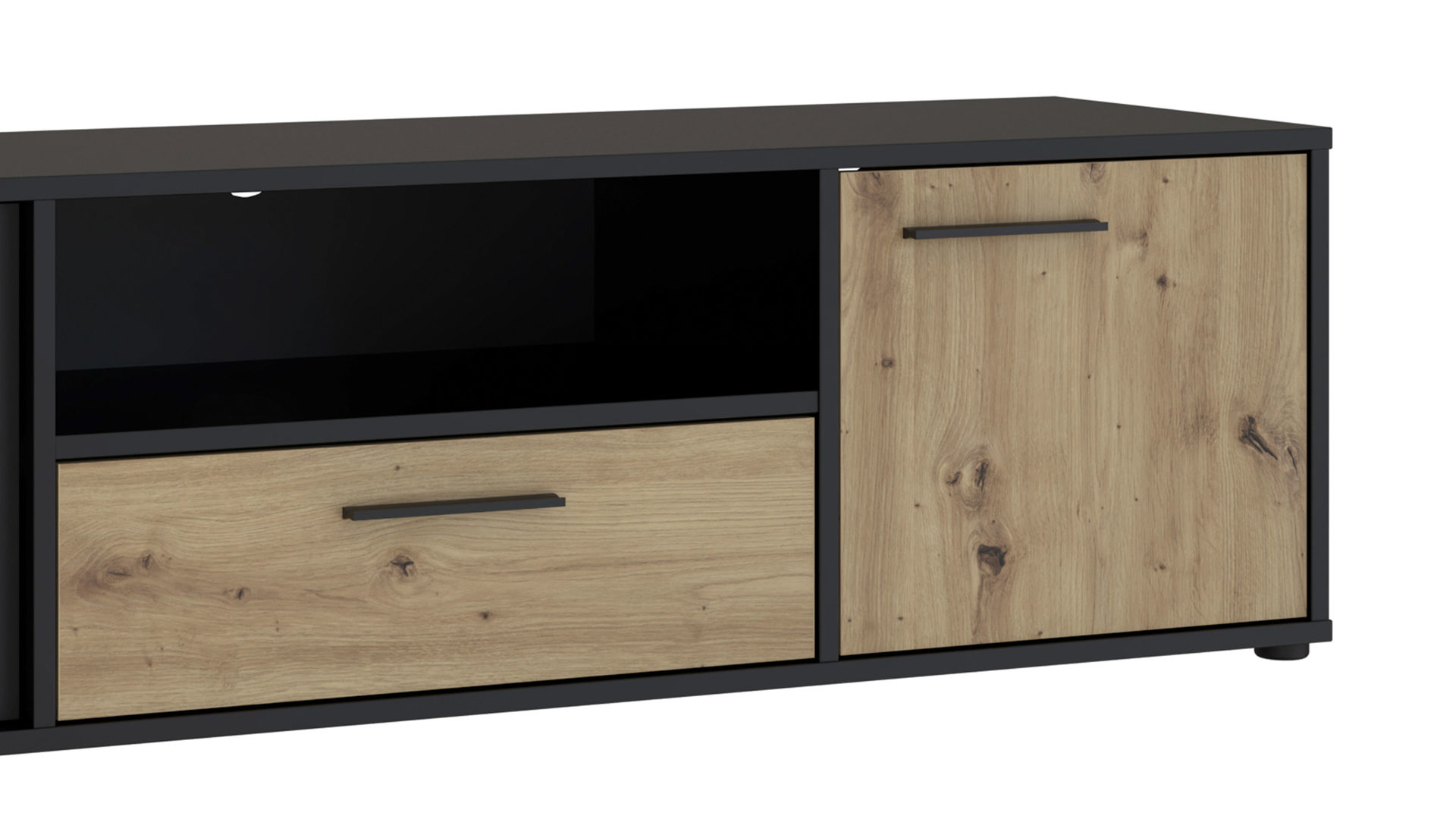 Lowboard Forte® aus Holz in Schwarz Kommodenprogramm Cardigan Schwarz & Artisan Eiche – ca. 143 x 44 cm