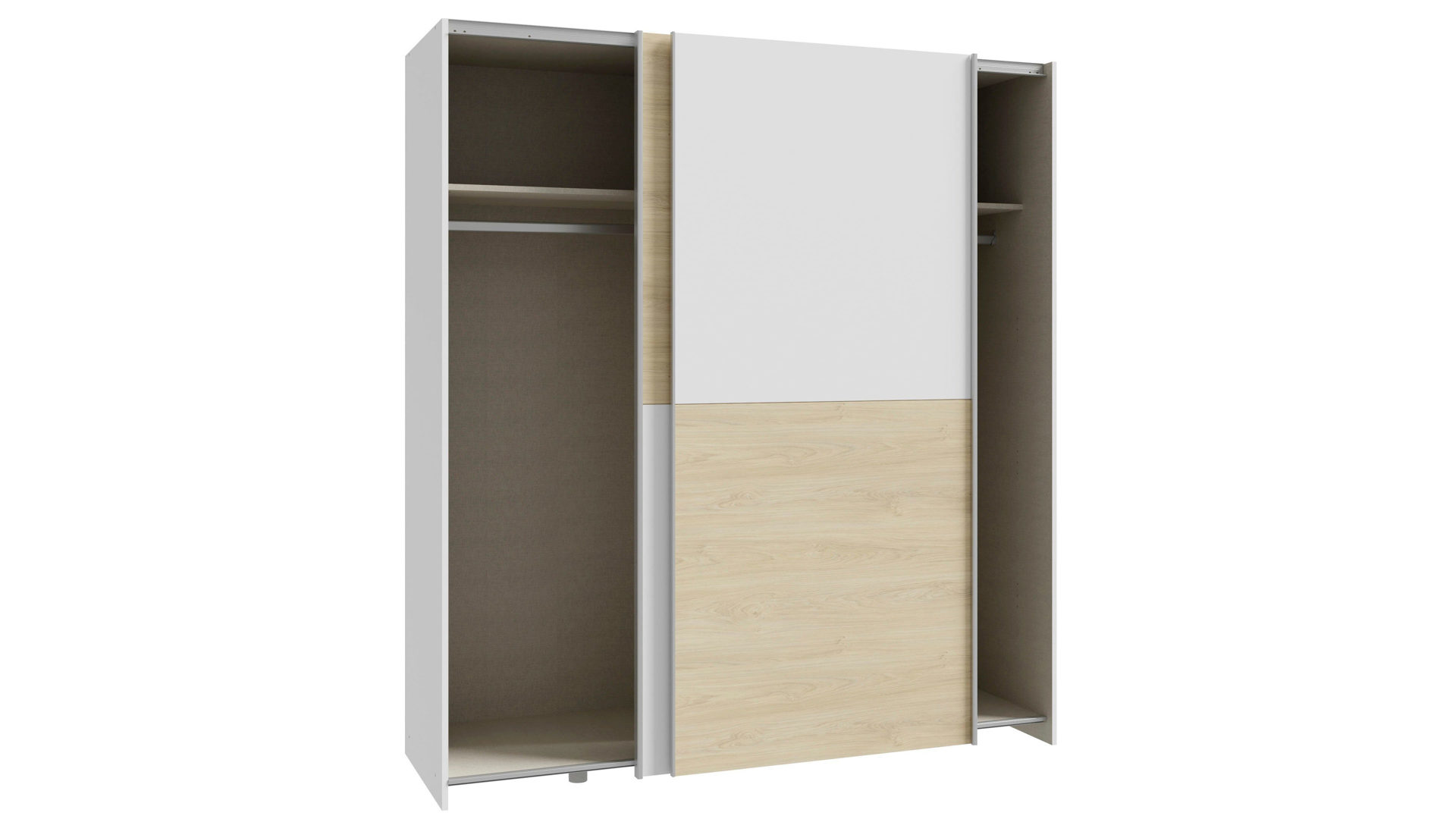 Kleiderschrank Forte® aus Holz in Weiß Kleiderschrankprogramm Schach & Matt - Kleiderschrank Weiß & Puccini Eiche – ca. 170  x 190 cm