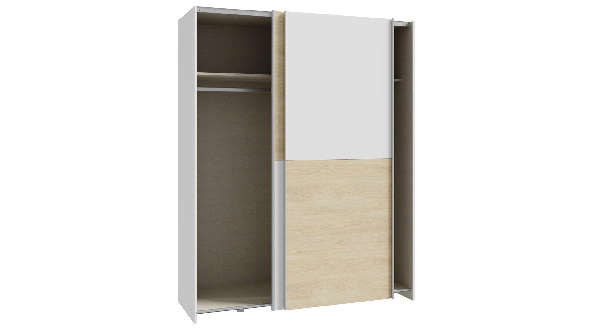 Kleiderschrank Forte® aus Holz in Weiß Kleiderschrankprogramm Schach & Matt - Kleiderschrank Weiß & Puccini Eiche – ca. 150  x 190 cm
