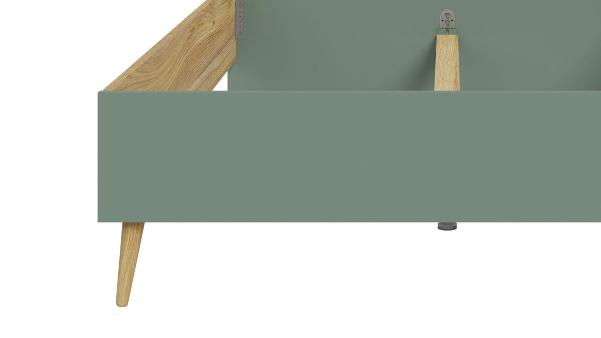 Bettgestell Forte® aus Holz in Grün Jugendprogramm Whenua Young Room - Bettgestell Salbei Grün & Mauvella Eiche – Liegefläche ca. 140 x 200 cm