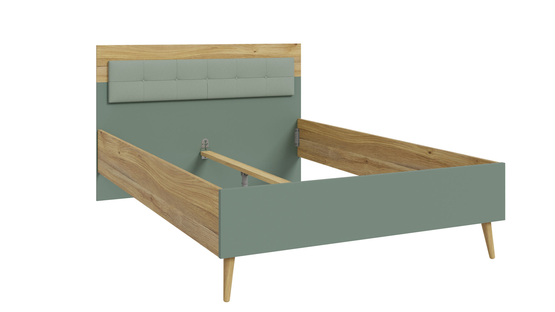 Bettgestell Forte® aus Holz in Grün Jugendprogramm Whenua Young Room - Bettgestell Salbei Grün & Mauvella Eiche – Liegefläche ca. 140 x 200 cm