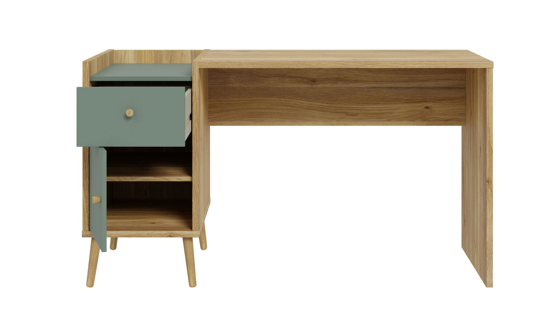 Schreibtisch Forte® aus Holz in Grün Jugendprogramm Whenua Young Room - Schreibtisch Salbei Grün & Mauvella Eiche – ca. 140 x 60 cm