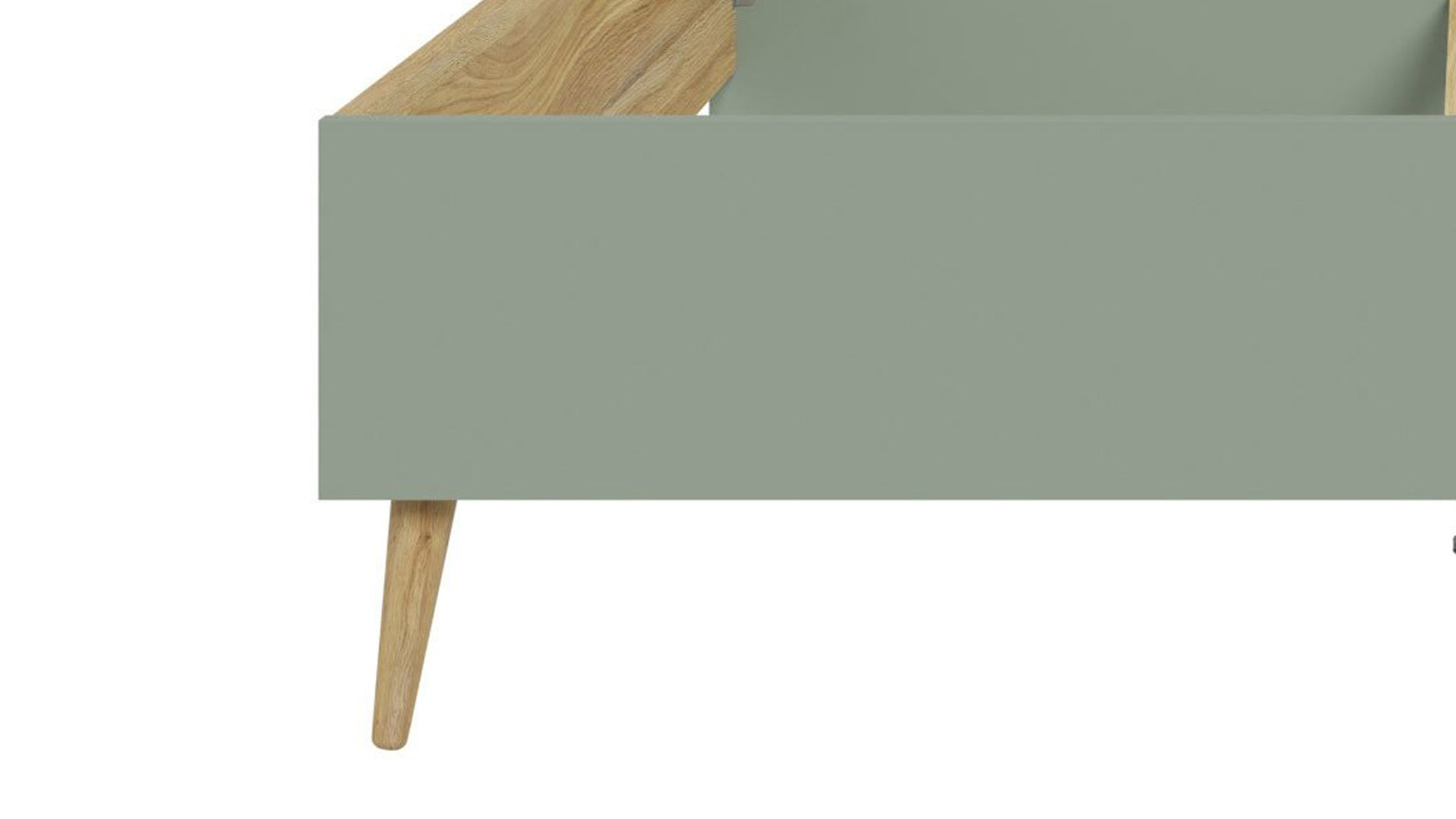 Bettgestell Forte® aus Holz in Grün Schlafzimmerprogramm Whenua Sleeping - Bettgestell Salbei Grün & Mauvella Eiche – Liegefläche ca. 180 x 200 cm