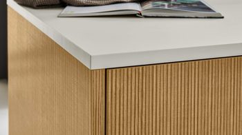 Einbauküche Nolte® küchen aus Holz in Holzfarben nolte® Einbauküche Artline mit Constructa-Einbaugeräten Stripe Wood Crema & Platingrau - zweizeilig