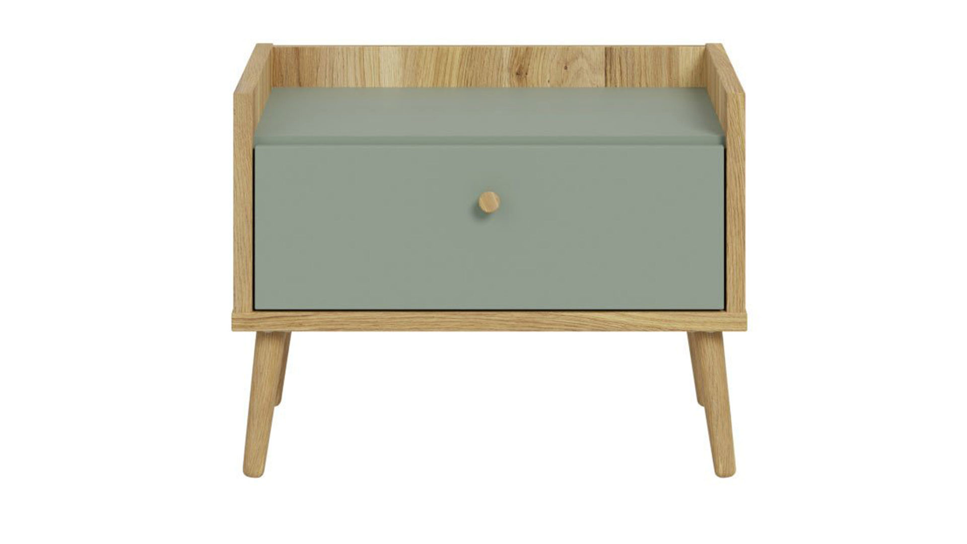 Nachtkommode Forte® aus Holz in Grün Schlafzimmerprogramm Whenua Sleeping - Nachtkommode Salbei Grün & Mauvella Eiche – ca. 60 x 45 cm