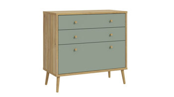 Schubladenkommode Forte® aus Holz in Grün Schlafzimmerprogramm Whenua Sleeping - Kommode Salbei Grün & Mauvella Eiche – ca. 89 x 86 cm