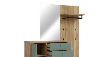 Garderoben-Set Forte® aus Holz in Grün Garderobenprogramm Whenua - Garderoben-Set Salbei Grün & Mauvella Eiche – ca. 144 x 195 cm