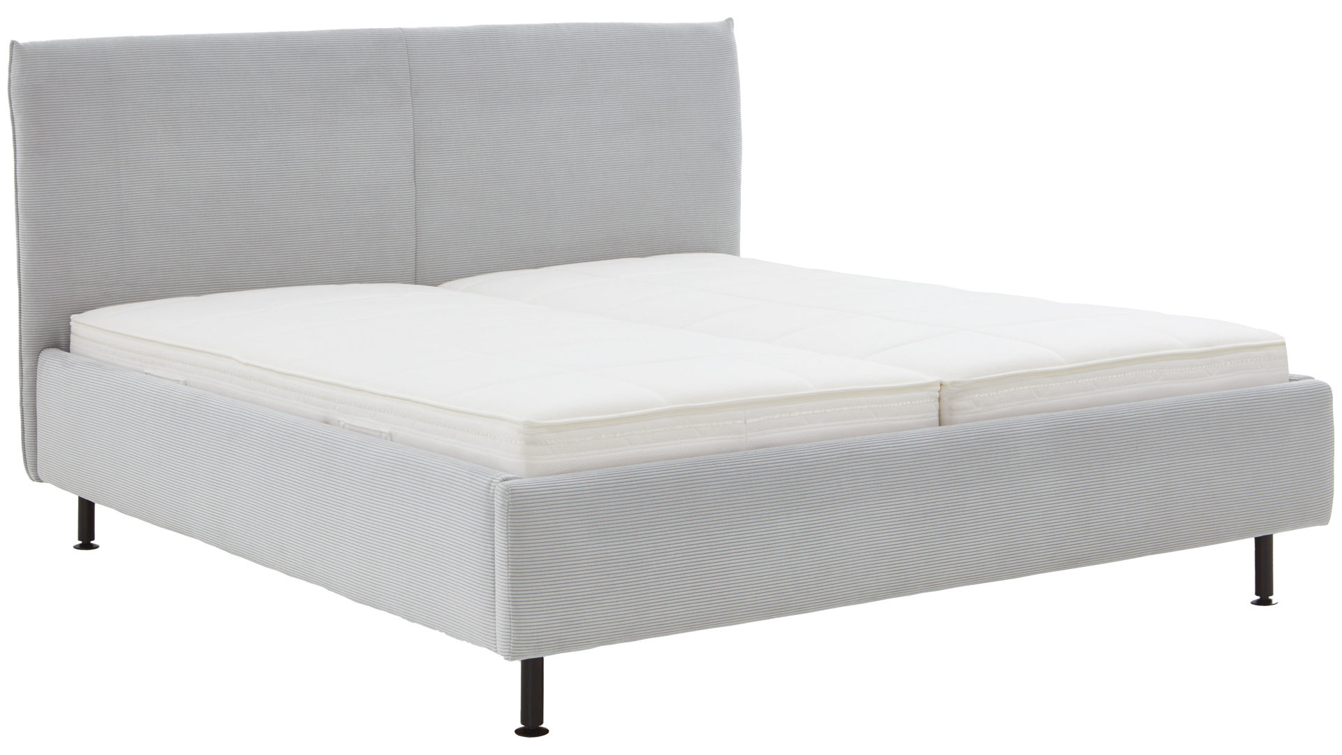 Polsterbett comfortmaster besser sitzen, liegen, leben aus Stoff in Hellgrau Comfortmaster Polsterbett Serie OC-PB23104 silberfarbener Feincord – Liegefläche ca. 180 x 200 cm