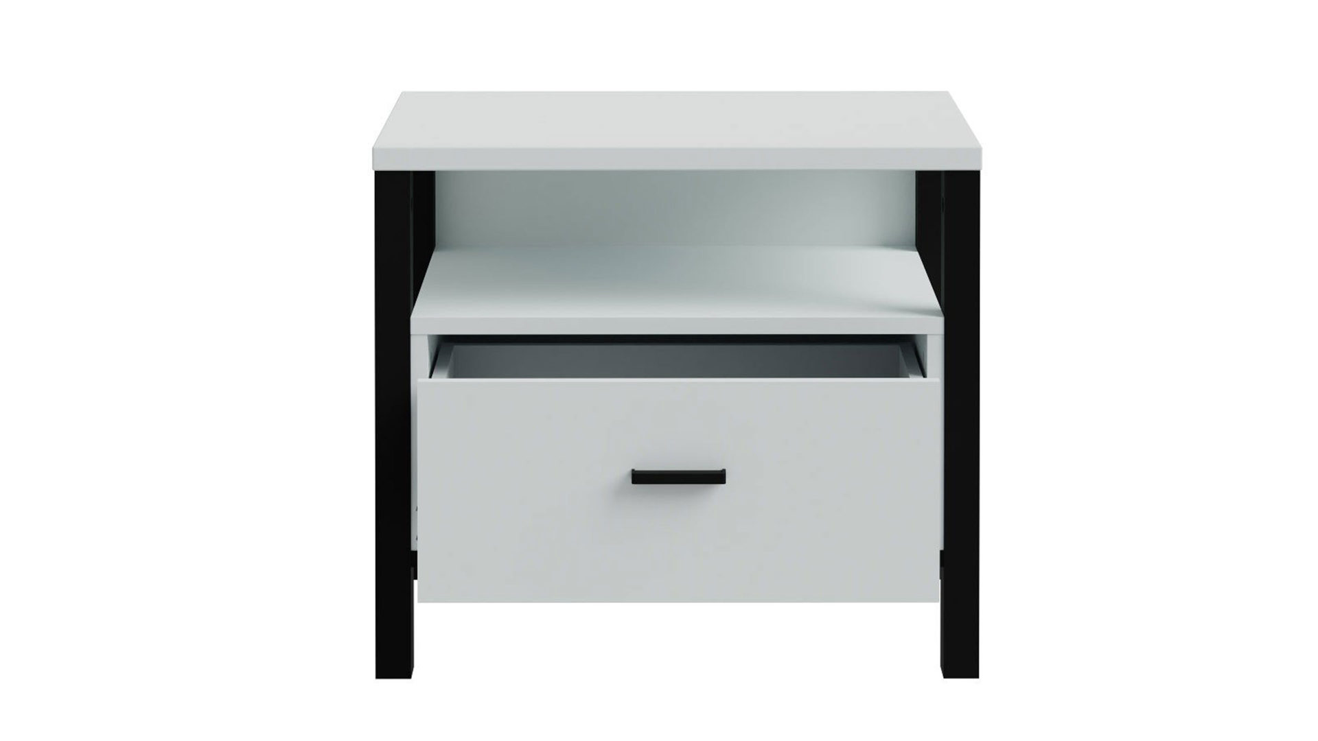 Kleiderschrank Forte® aus Holz in Hellgrau Schlafzimmerprogramm High Rock - Nachtkommode Hellgrau & Schwarz – ca. 55 x 40 cm