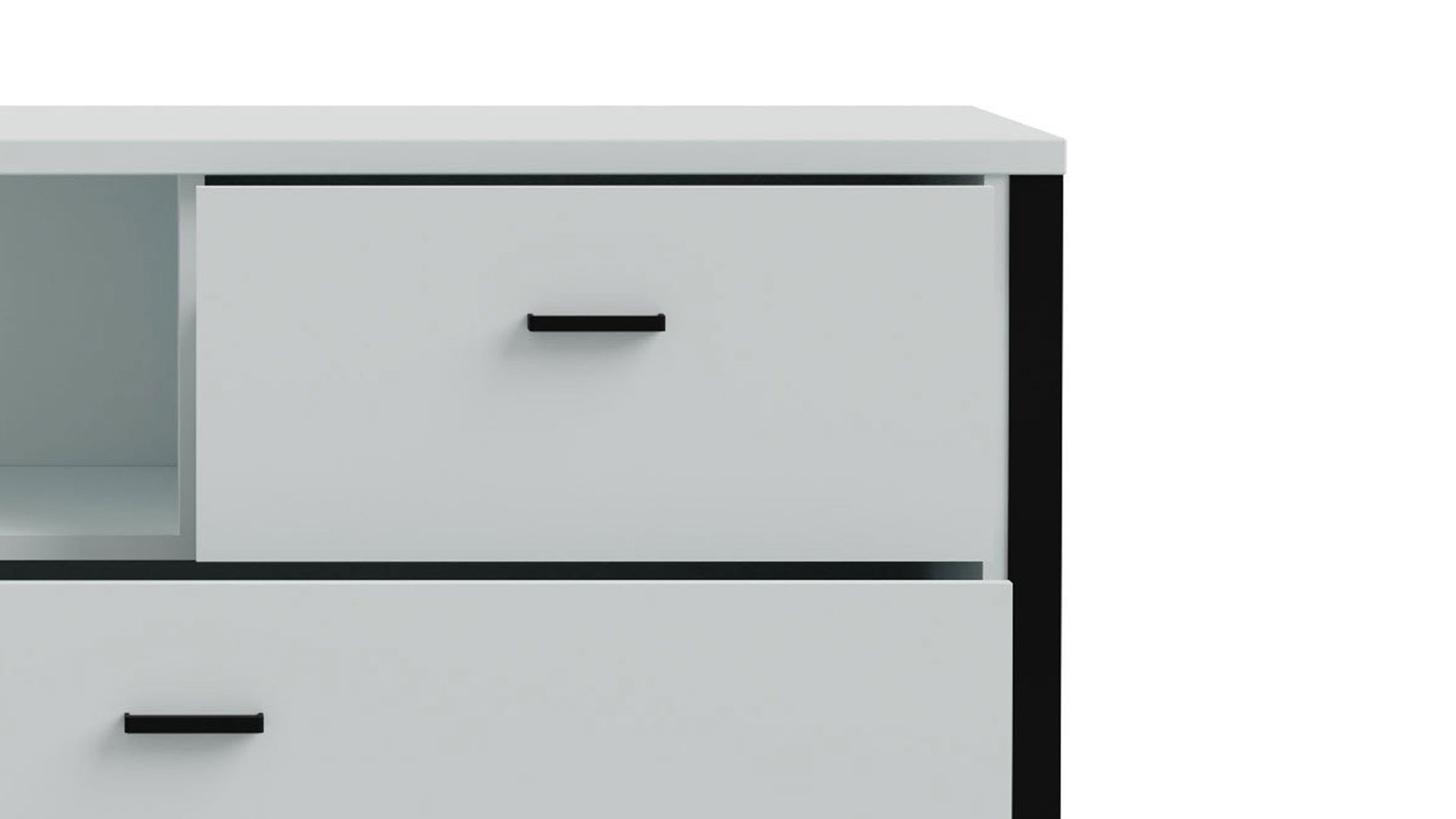 Schubladenkommode Forte® aus Holz in Hellgrau Schlafzimmerprogramm High Rock - Kommode Hellgrau & Schwarz – ca. 105 x 85 cm