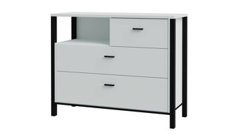 Schubladenkommode Forte® aus Holz in Hellgrau Schlafzimmerprogramm High Rock - Kommode Hellgrau & Schwarz – ca. 105 x 85 cm