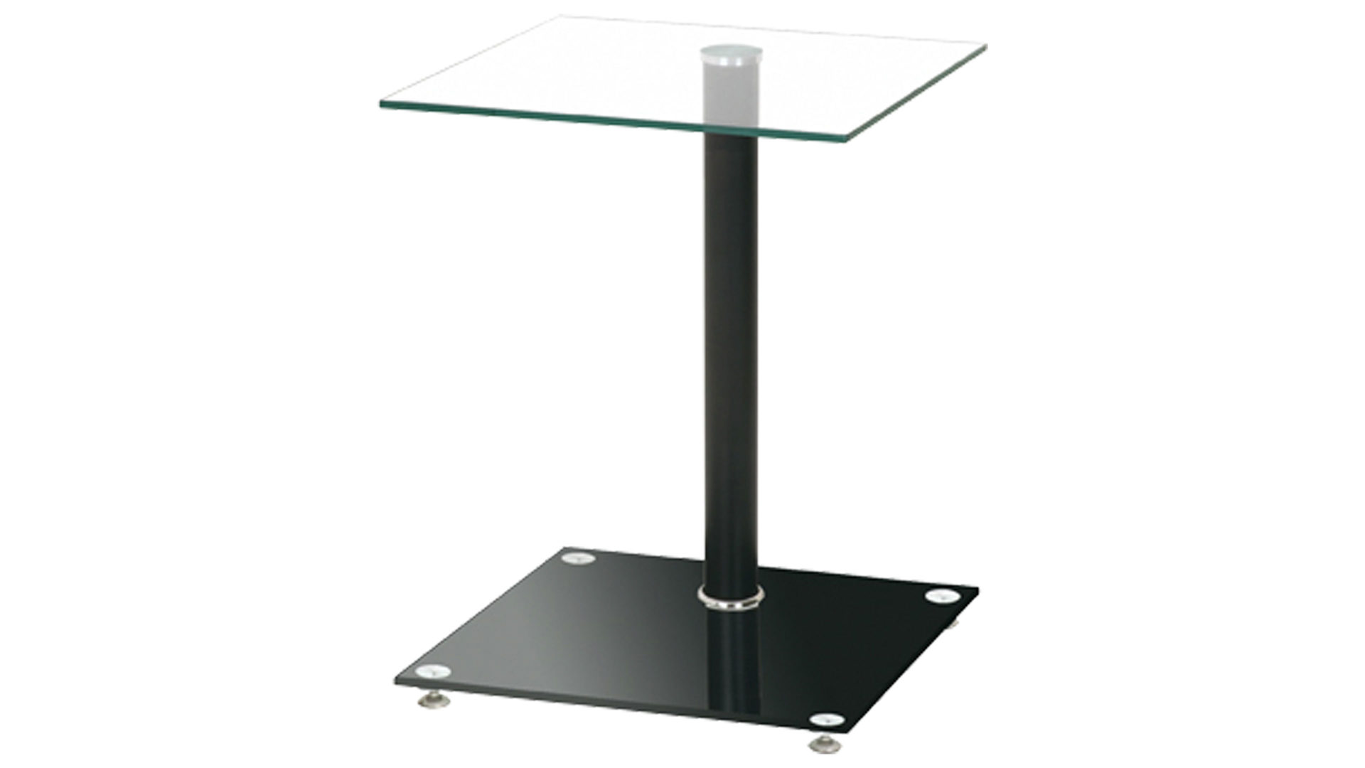Beistelltisch Haku aus Glas in Schwarz Beistelltisch als praktisches Kleinmöbel Glasplatten & Edelstahl – ca. 40 x 40 cm