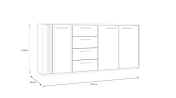 Kommode Forte® aus Holz in Weiß Kommodenprogramm Cardigan Weiß & Artisan Eiche – ca. 179 x 82 cm
