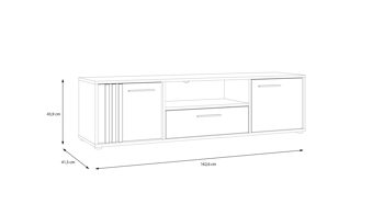 Lowboard Forte® aus Holz in Weiß Kommodenprogramm Cardigan Weiß & Artisan Eiche – ca. 163 x 44 cm