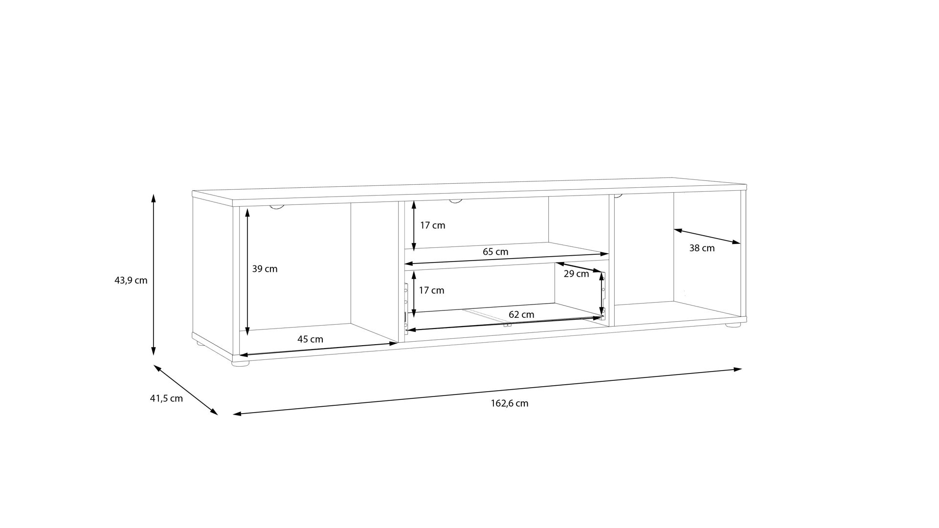 Lowboard Forte® aus Holz in Schwarz Kommodenprogramm Cardigan Schwarz & Artisan Eiche – ca. 163 x 44 cm