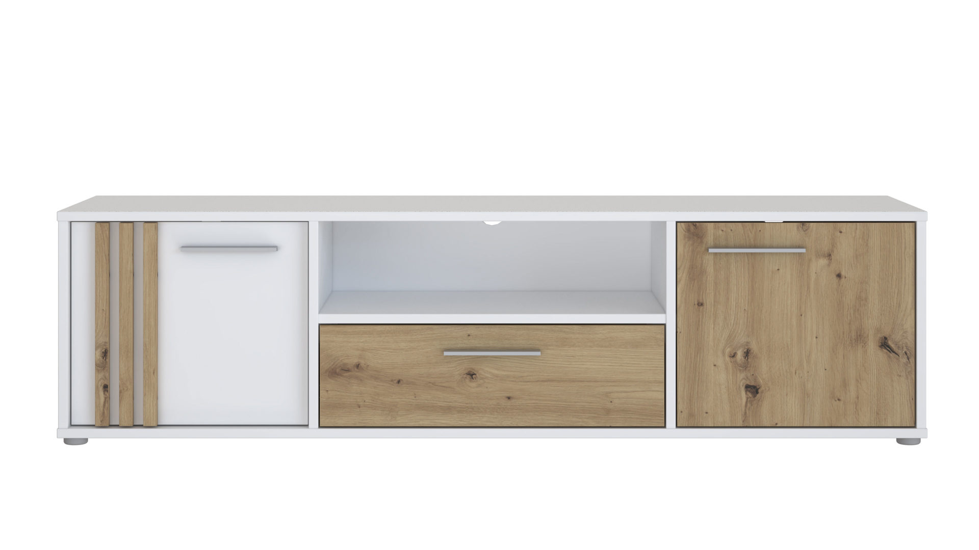 Lowboard Forte® aus Holz in Weiß Kommodenprogramm Cardigan Weiß & Artisan Eiche – ca. 163 x 44 cm