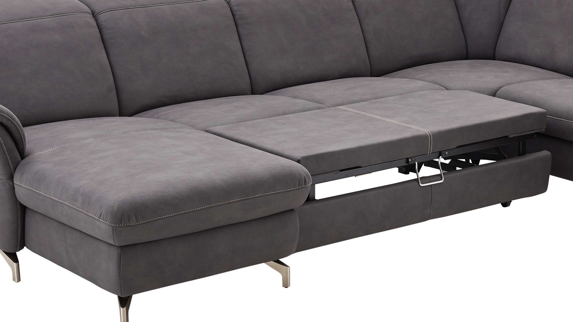 Funktion Steinpol polsteria aus Metall in Dunkelgrau Polstermöbel Serie Senturo System - Schlaffunktion dunkelgraue Mikrofaser Atlantic