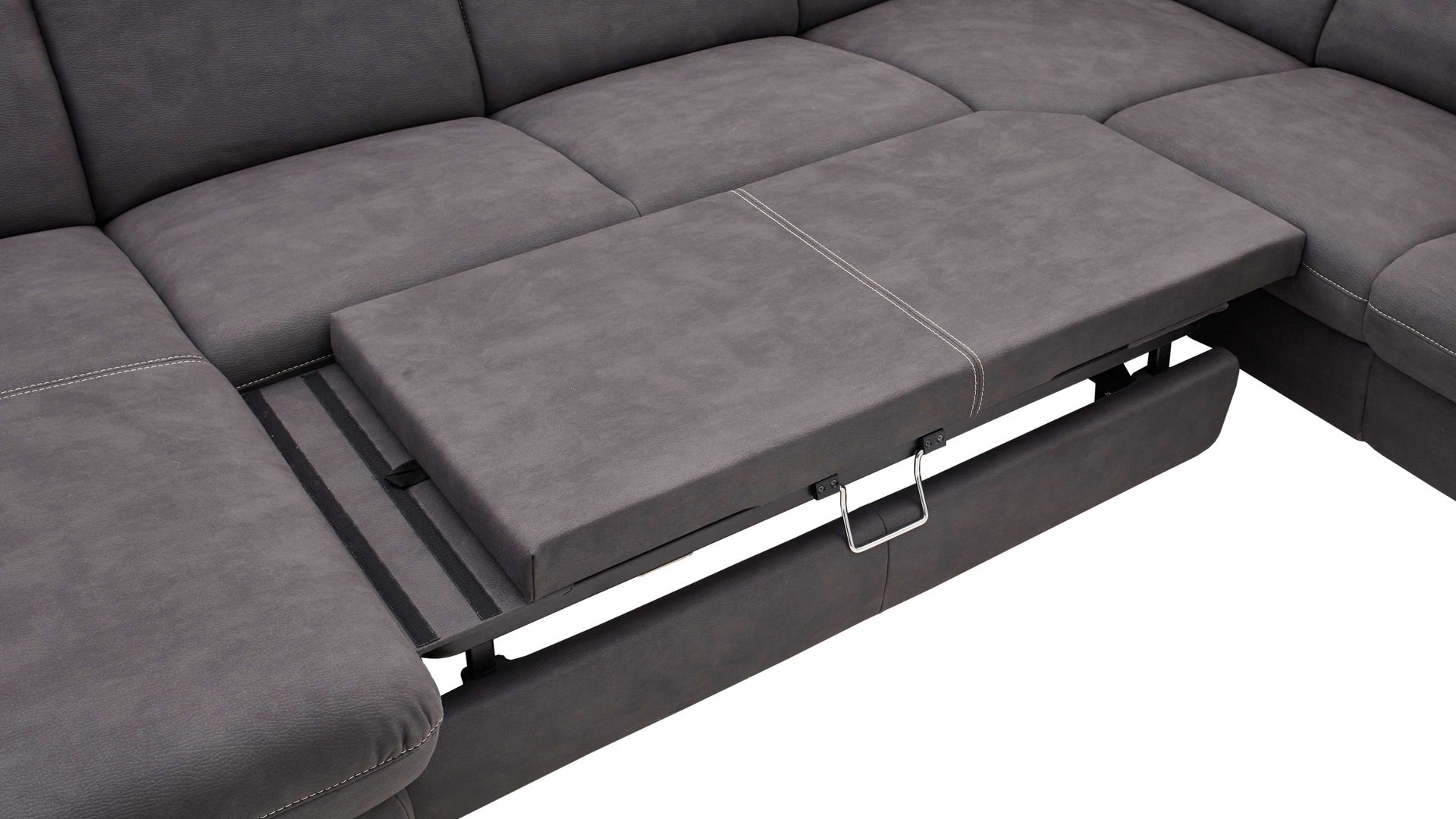 Funktion Steinpol polsteria aus Metall in Dunkelgrau Polstermöbel Serie Senturo System - Schlaffunktion dunkelgraue Mikrofaser Atlantic