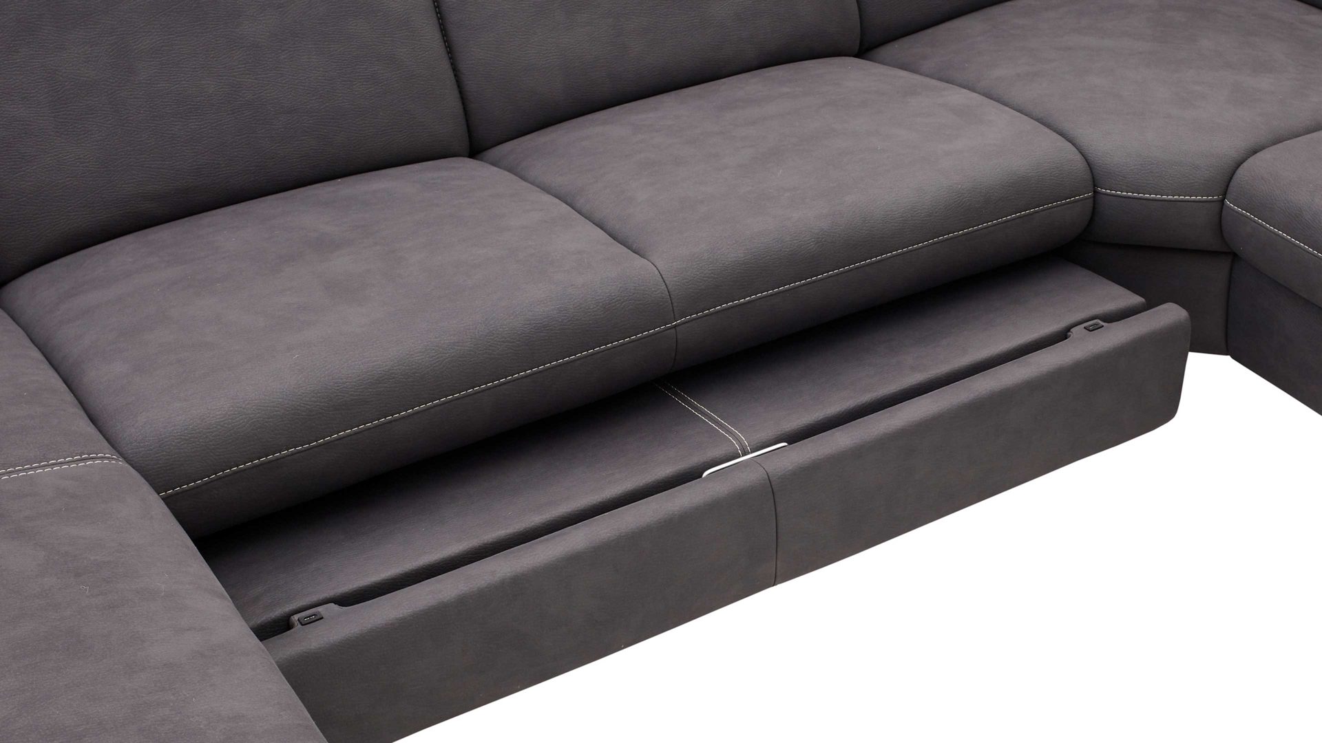 Funktion Steinpol polsteria aus Metall in Dunkelgrau Polstermöbel Serie Senturo System - Schlaffunktion dunkelgraue Mikrofaser Atlantic